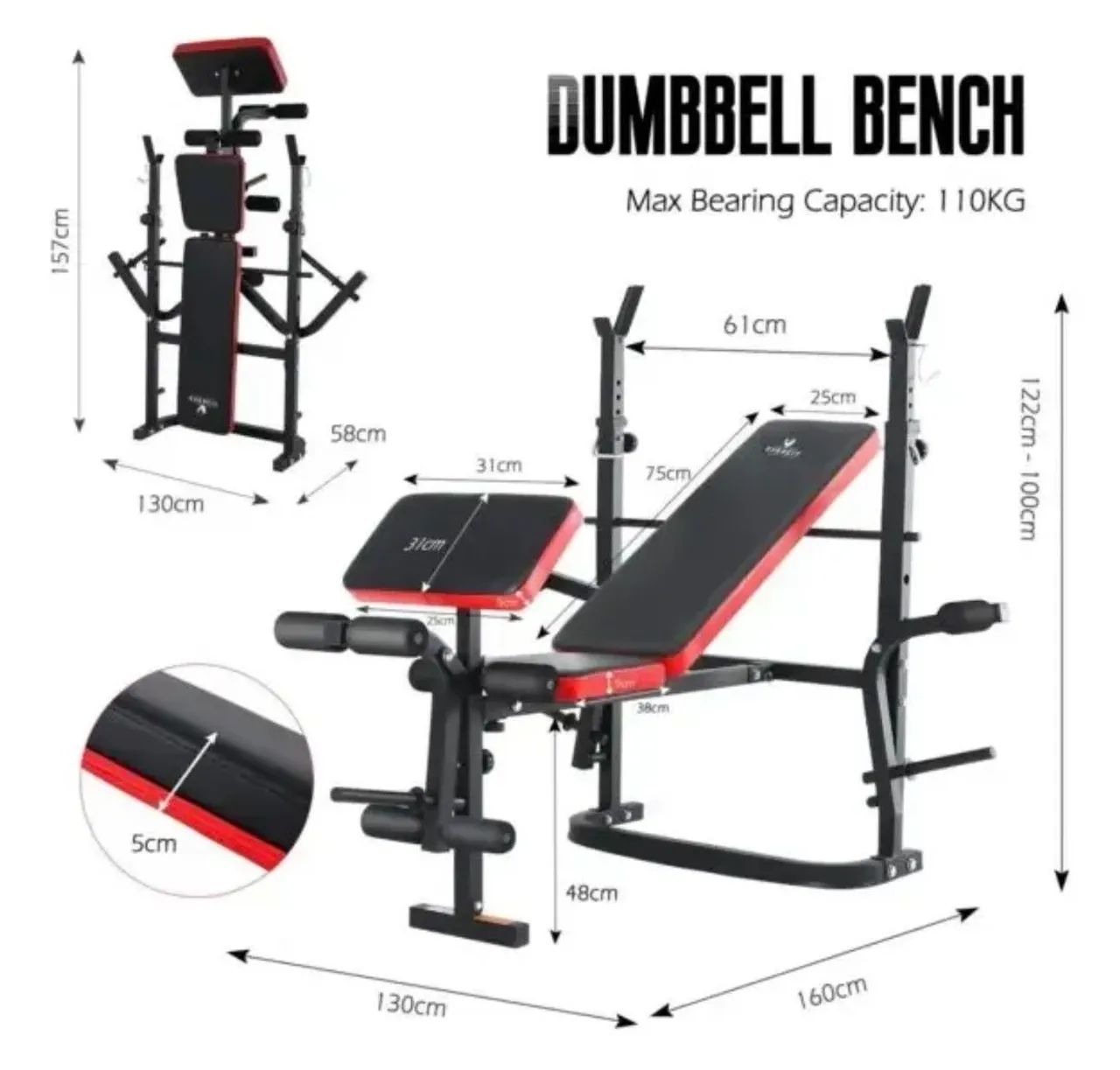 Banco De Supino Academia Em Casa Ginastica Exercit Esportes Cor Preto Com Vermelho