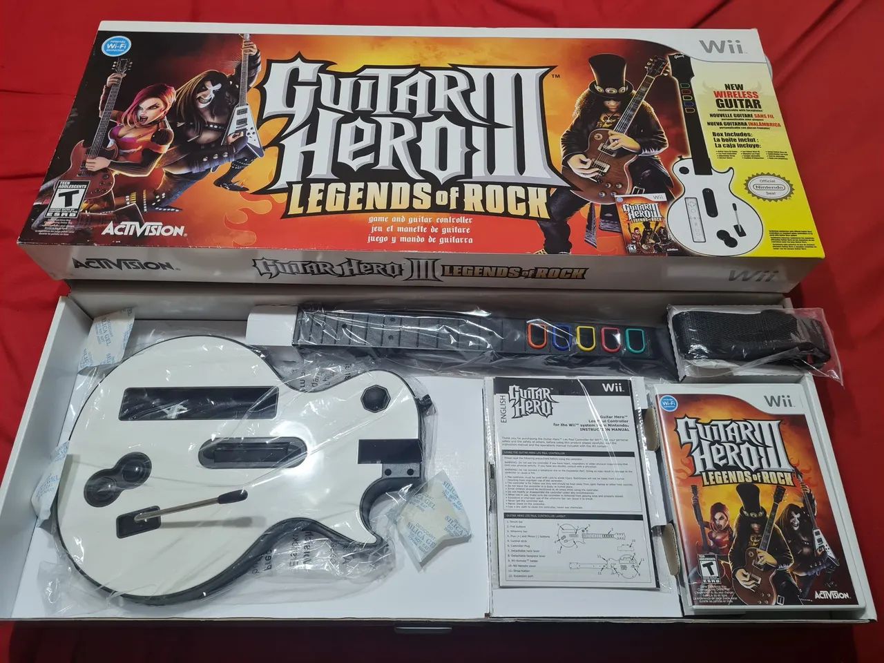 Kit Nintendo Wii+8 jogos+guitarra Les Paul Guitar Hero+2