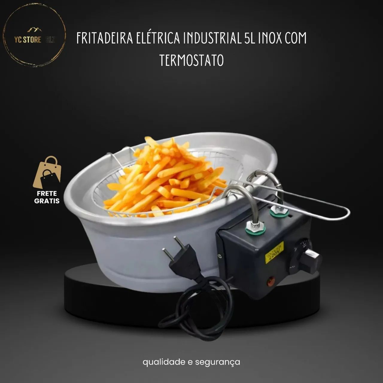 Fritadeira Elétrica Industrial 5L Inox com Termostato