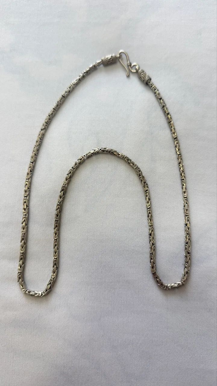 Corrente Prata Bali Ponto Peruano 60cm (2,5mm) 