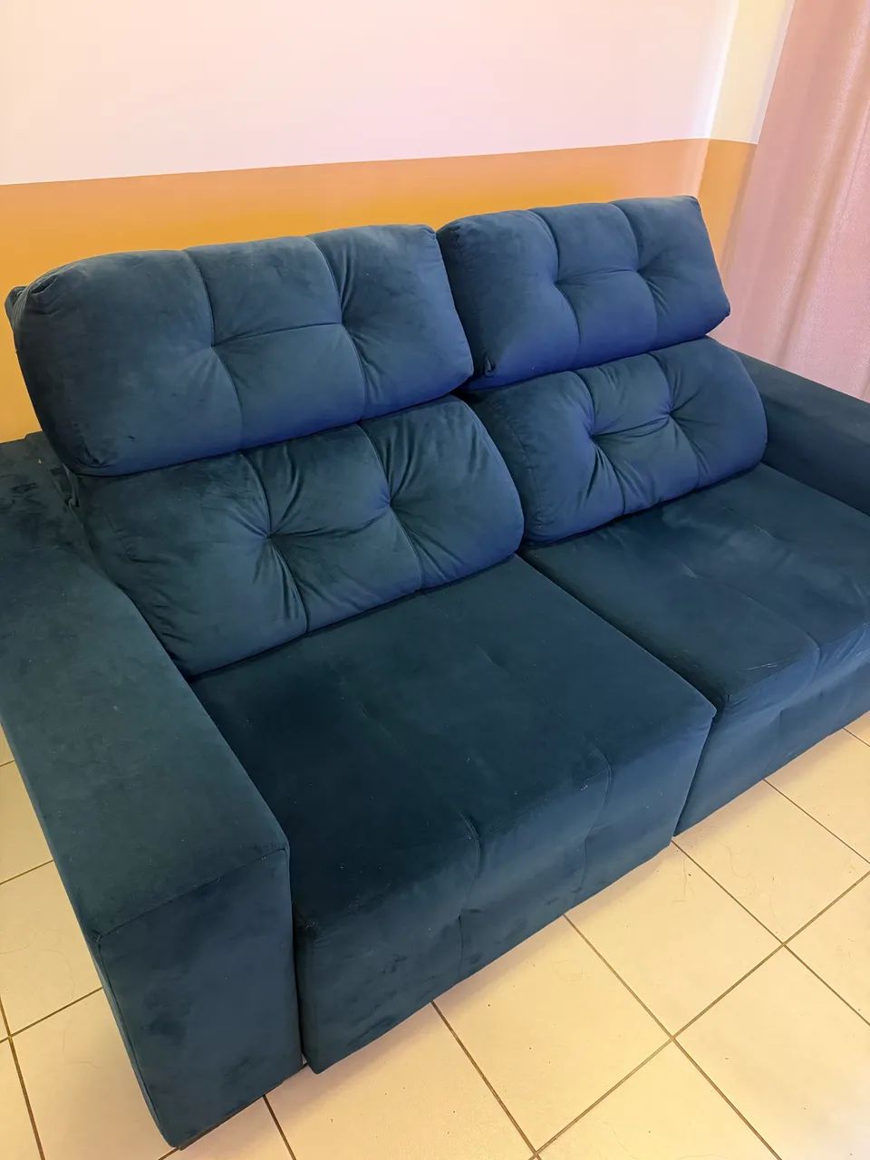 Sofá Retrátil e Reclinável 2 Lugares Azul
