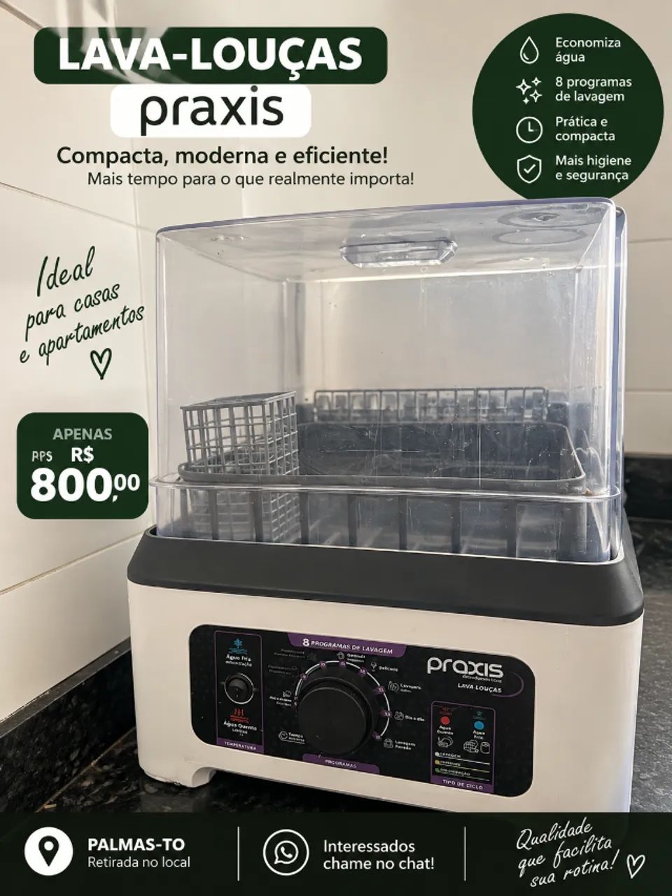 Lava-Louças Praxis 8 Programas - Pouco Uso - R$ 800