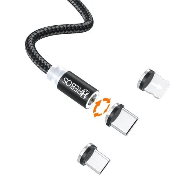 Cabo Usb Magnético 3 Em 1 Tipo C Micro Usb V8 Lightning - Foto 3