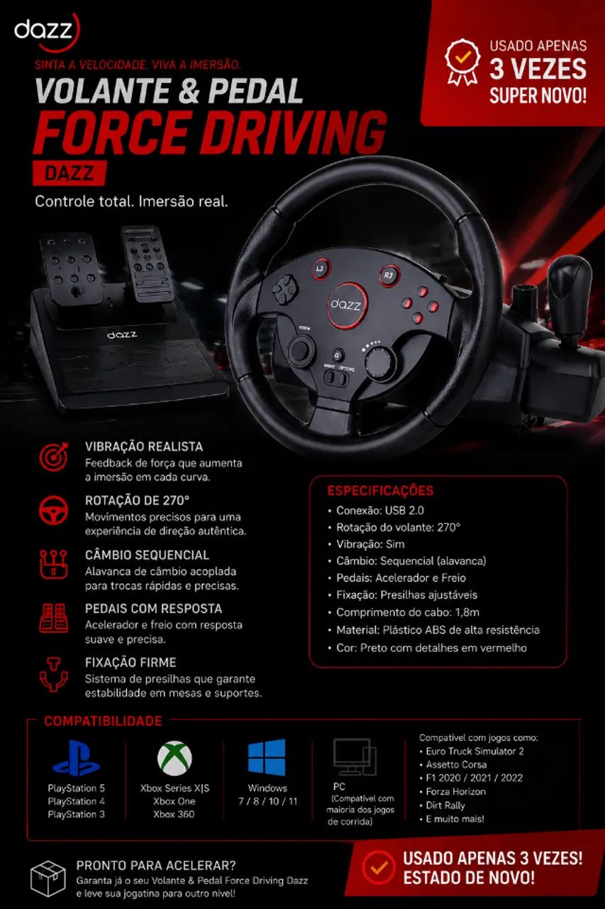 Volante e pedal DAZZ T6 - Foto 5