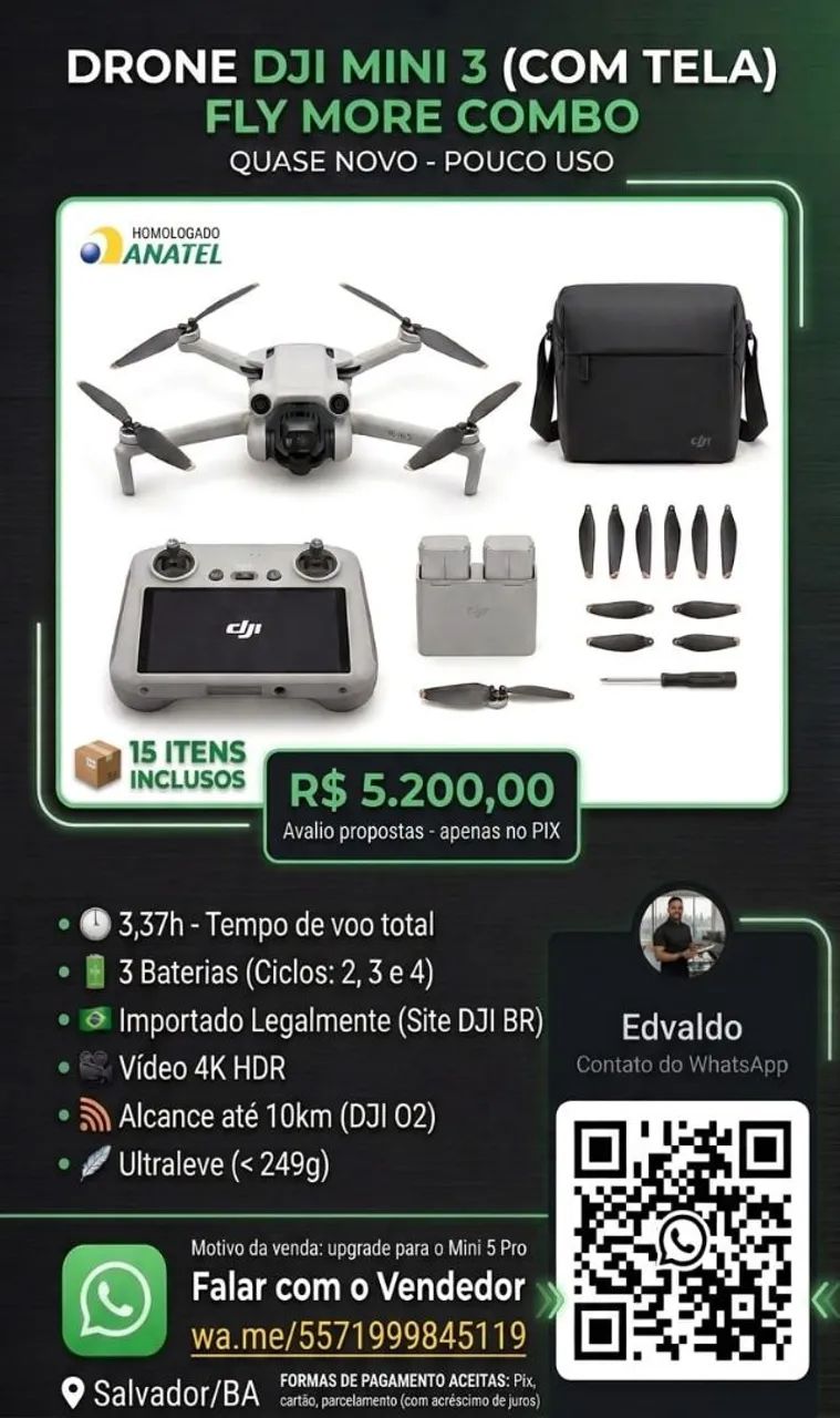 Drone DJI Mini 3 Combo (Com tela)