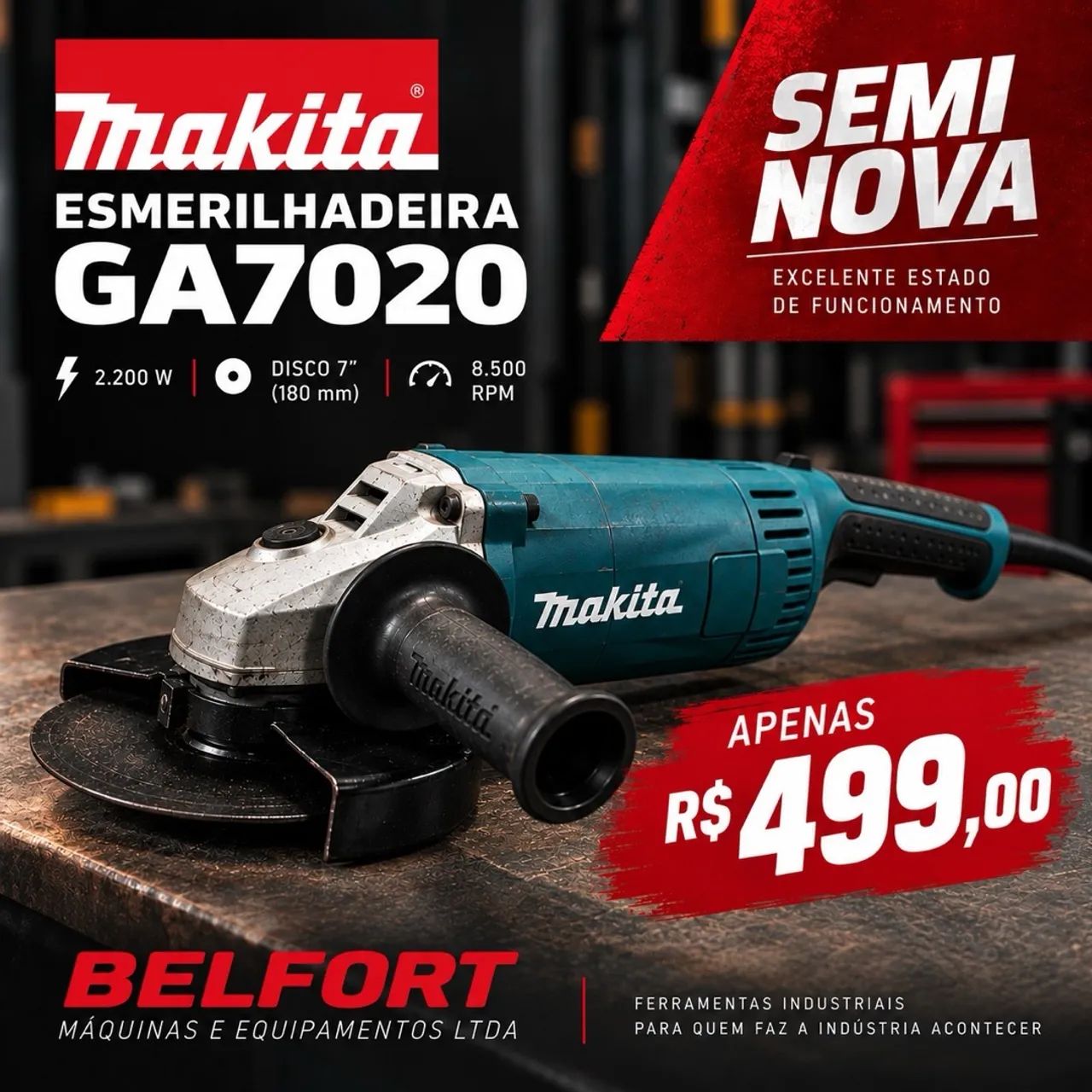 ESMERILHADEIRA MAKITA 7 POLEGADAS!