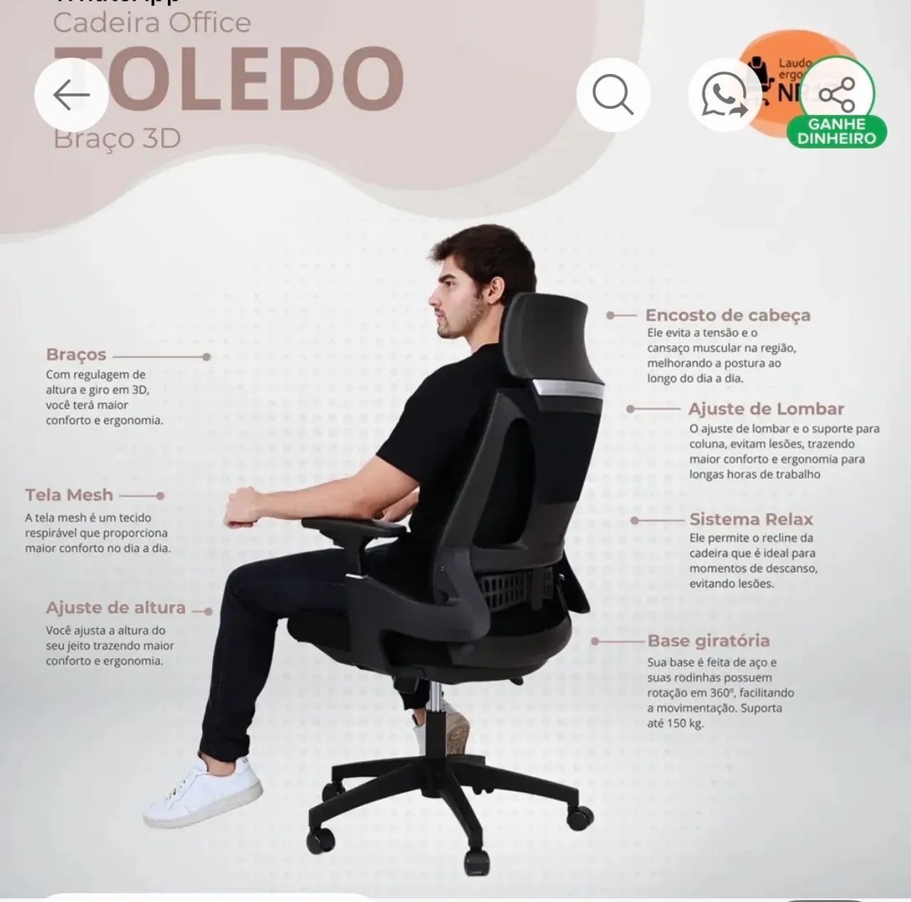 Cadeira ergométrica  - Foto 2