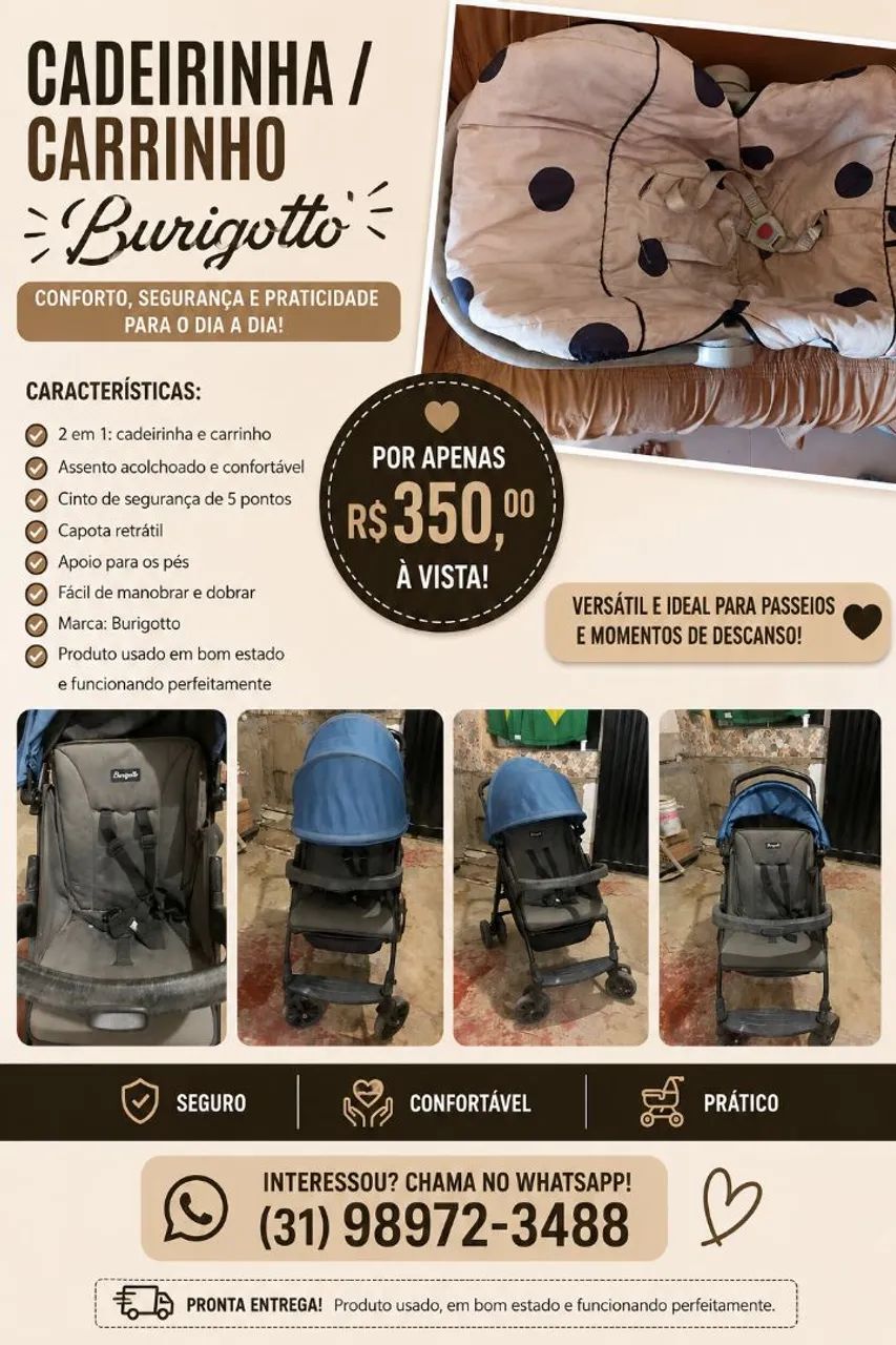 Carrinho e bebe conforto Burigotto 