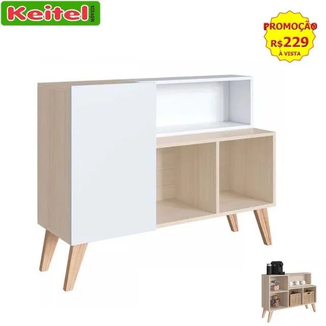 Rack / Aparador Multiuso Leaves Cor Nature / Branco - 1004