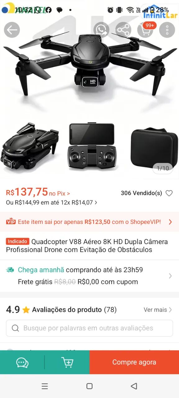 Drone foldable v88  - Foto 2