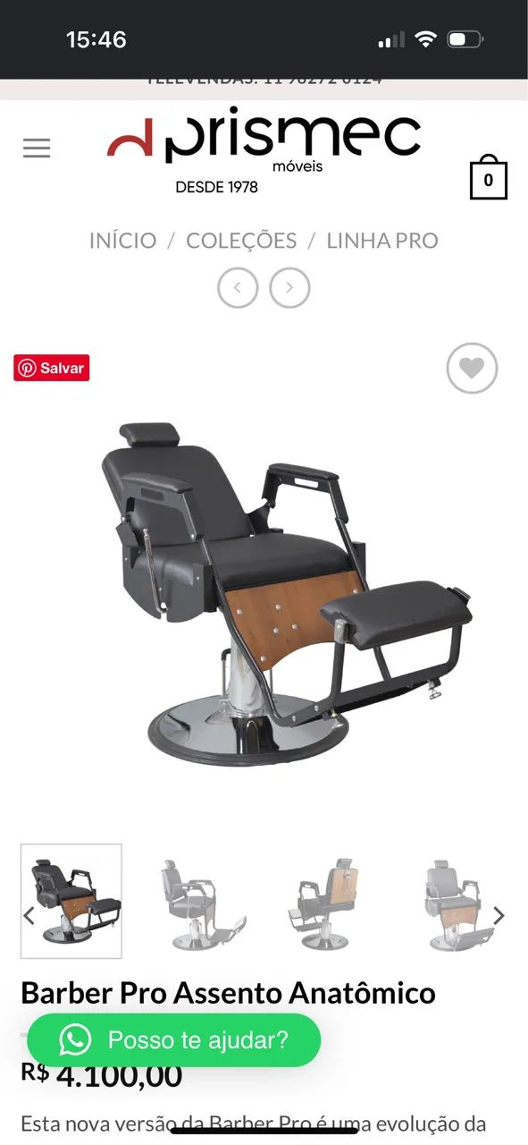 Vendo 2 Cadeiras de Barbeiro Prismec Barber Pro - Excelente Estado - Foto 3