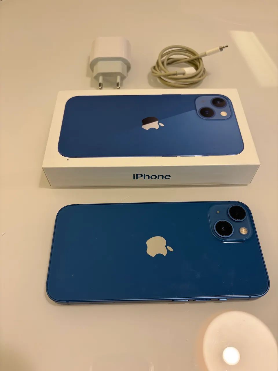Iphone 13, 128gb Azul + Bateria Nova + Carregador Original