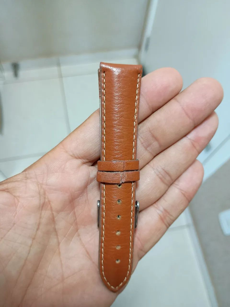 Pulseira de couro legítimo de 20 mm para relógio Orient com logo - Foto 4