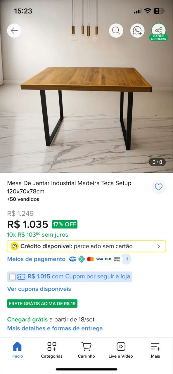 mesa de jantar industrial madeira teca - Foto 2