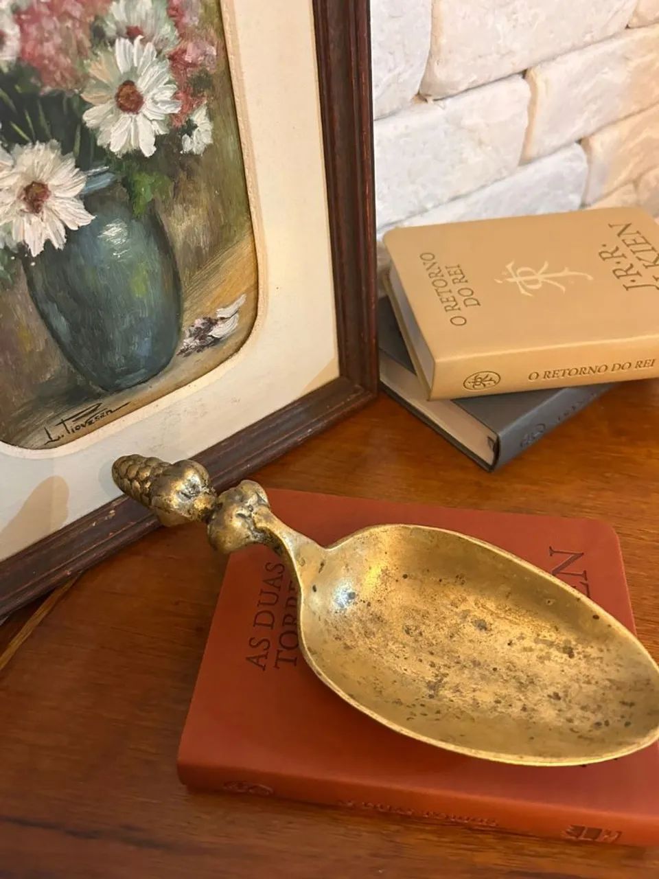 Saboneteira de Mesa Antiga em Bronze Maciço - Estilo Concha - Foto 3
