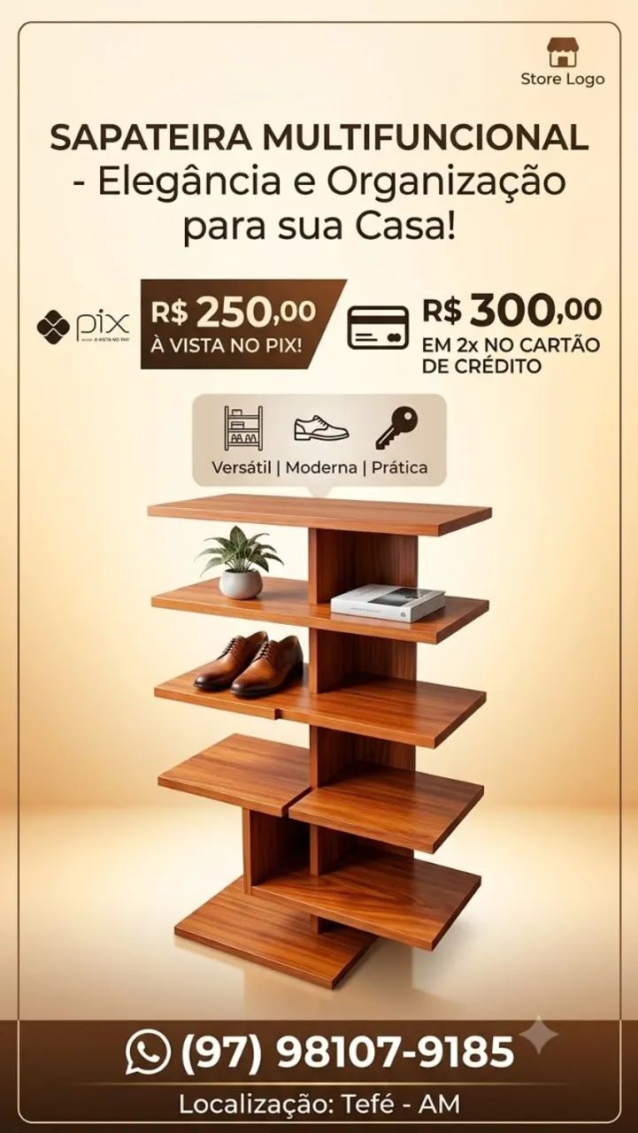 Sapateira em Madeira Maciça