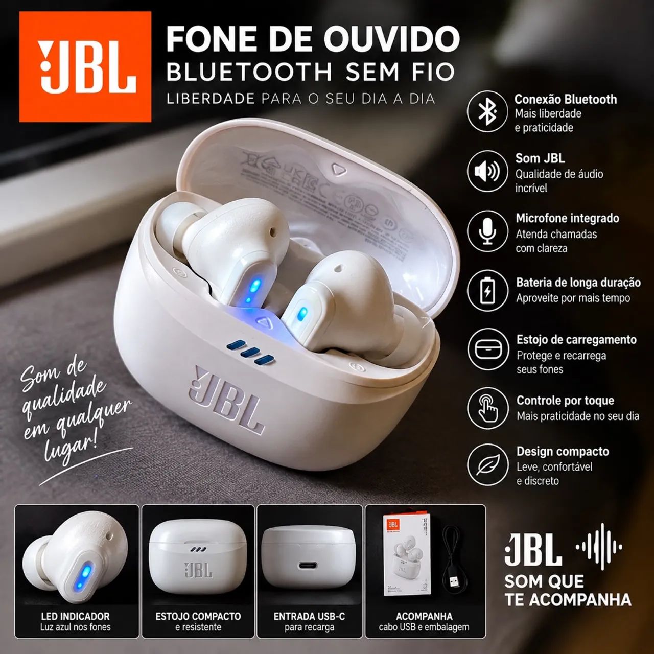 Fone Original Da JBL TUNE BEAM 2 - Foto 2