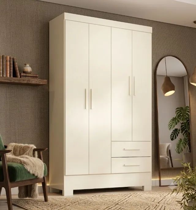 Guarda roupa de solteiro imperio branco 4 portas