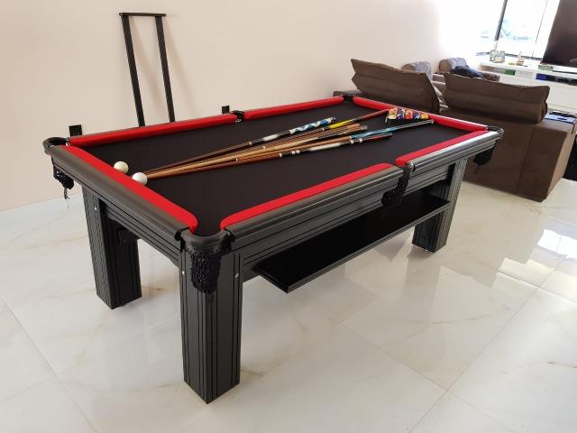 Mesa Madeira Redinha | Mesa Preta | Tecido Preto | Borda Vermelha | Modelo: OFJB1083 - Foto 2