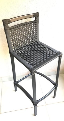 Banqueta Alta Aluminio Corda Náutica Preta - Foto 2