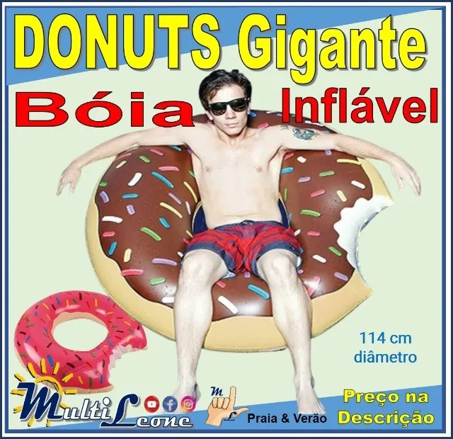 Bóia inflável Donuts, 114cm, Gigante, rico em detalhes, Dutetoys