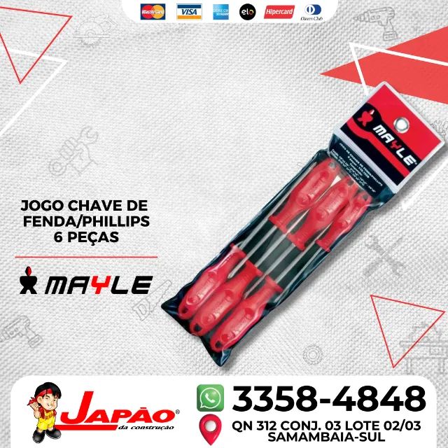 Jogo Chave de Fenda/Phillips 6 peças - Mayle