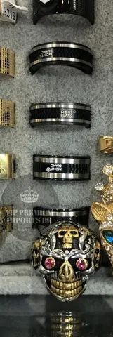 Alianças montblanc preta o par banho de ouro branco
