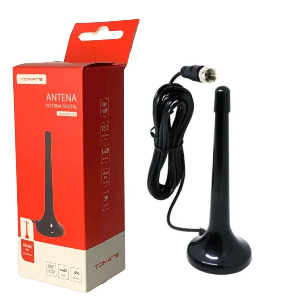 Antena TV Digital Interna e externa Full Hd Com Cabo de 3m - Foto 2