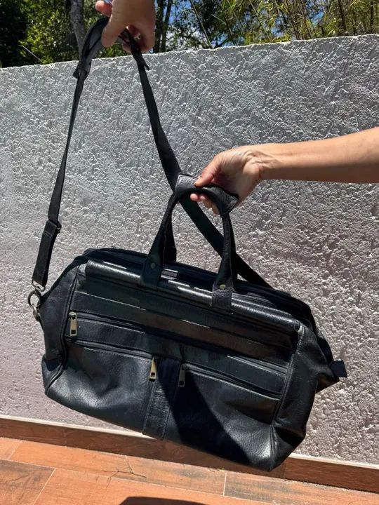 Mala de Viagem Couro Preta ou Marrom marca couro Brasil - Foto 2