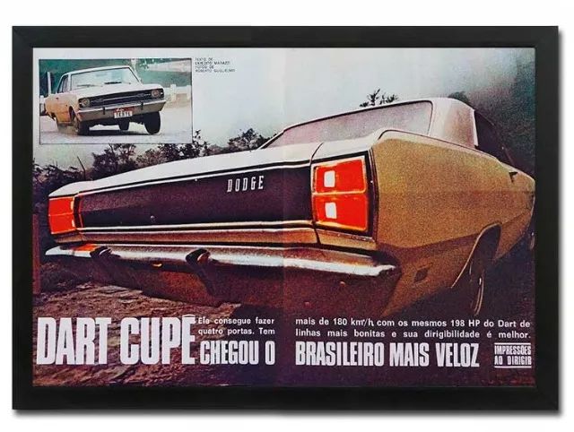 Quadro decorativo Dodge Dart 1971 - matéria original de revista
