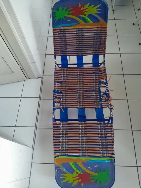 Cadeira de Praia Dobrável - Azul e Laranja