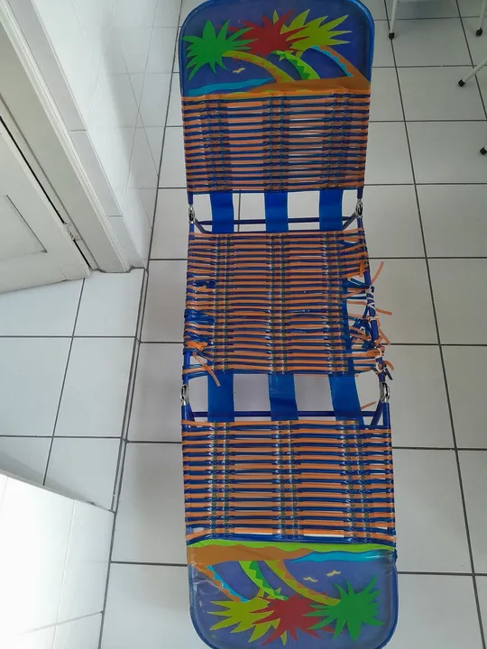 Cadeira de Praia Dobrável - Azul e Laranja