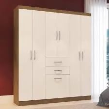 Guarda Roupa Casal 6 Portas 3 Gavetas Off WHITE 