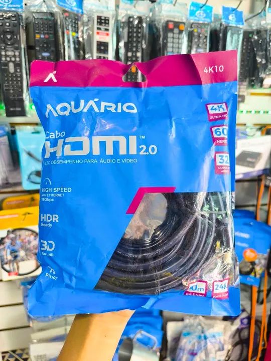 Cabo HDMI de 10 metros 2.0 Aquário 4K 60Hz 18Gbps 3D HDR