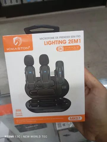 Microfone de lapela sem fio Duplo lightning