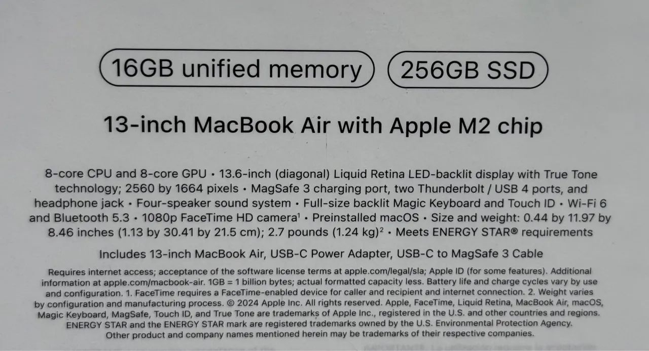 MacBook air m2 16gb / 256gb novo lacrado LOJA FÍSICA 1 ano de garantia Apple ( 13" 16 gb ) - Foto 2