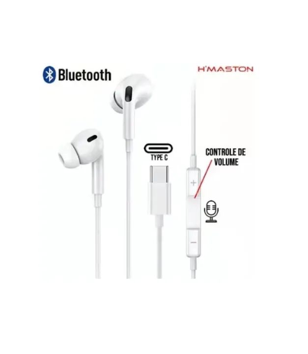 FONE INTRA AURICULAR COM MICROFONE PLUG TIPO-C BLUETOOTH HMASTON EJ-89 BRANCO - Foto 2
