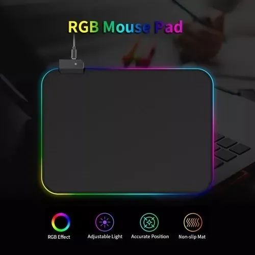 Mousepad Gamer Led Rgb Usb 30x25cm Negro Weibo K7 - Foto 2