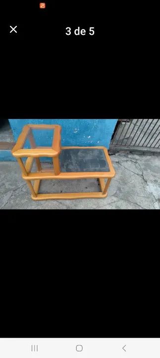 Mesinha de Canto com Vidro e Assento Estofado Usado 0,83x0,43 - Foto 3