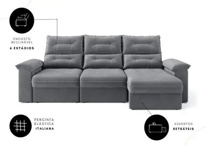 Sofá Retrátil e Reclinável 4 Lugares - Foto 3
