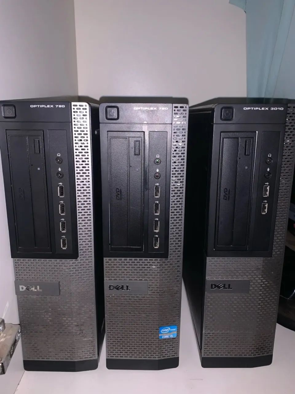 3 Computadores Dell Optiplex 780 e 3010 - todos com monitor.