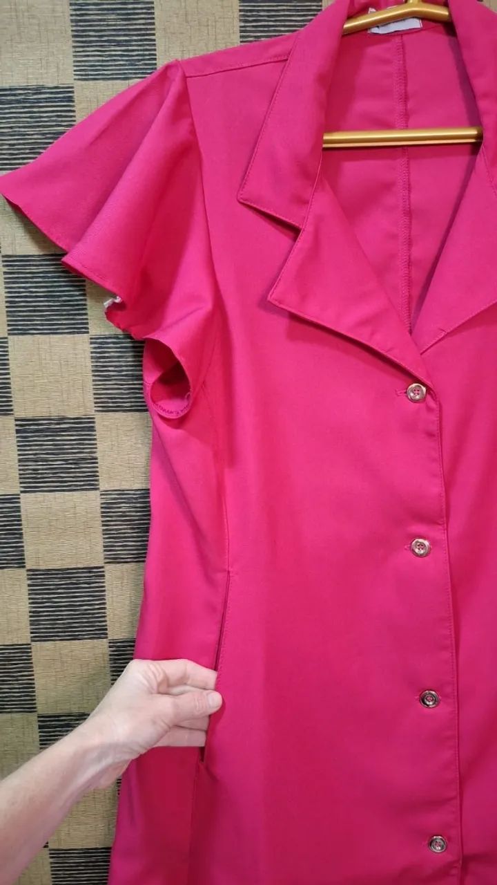 Jaleco Manga Cavada Estética Saúde Enfermagem Hospitalar Pink Tam 38 - Foto 2