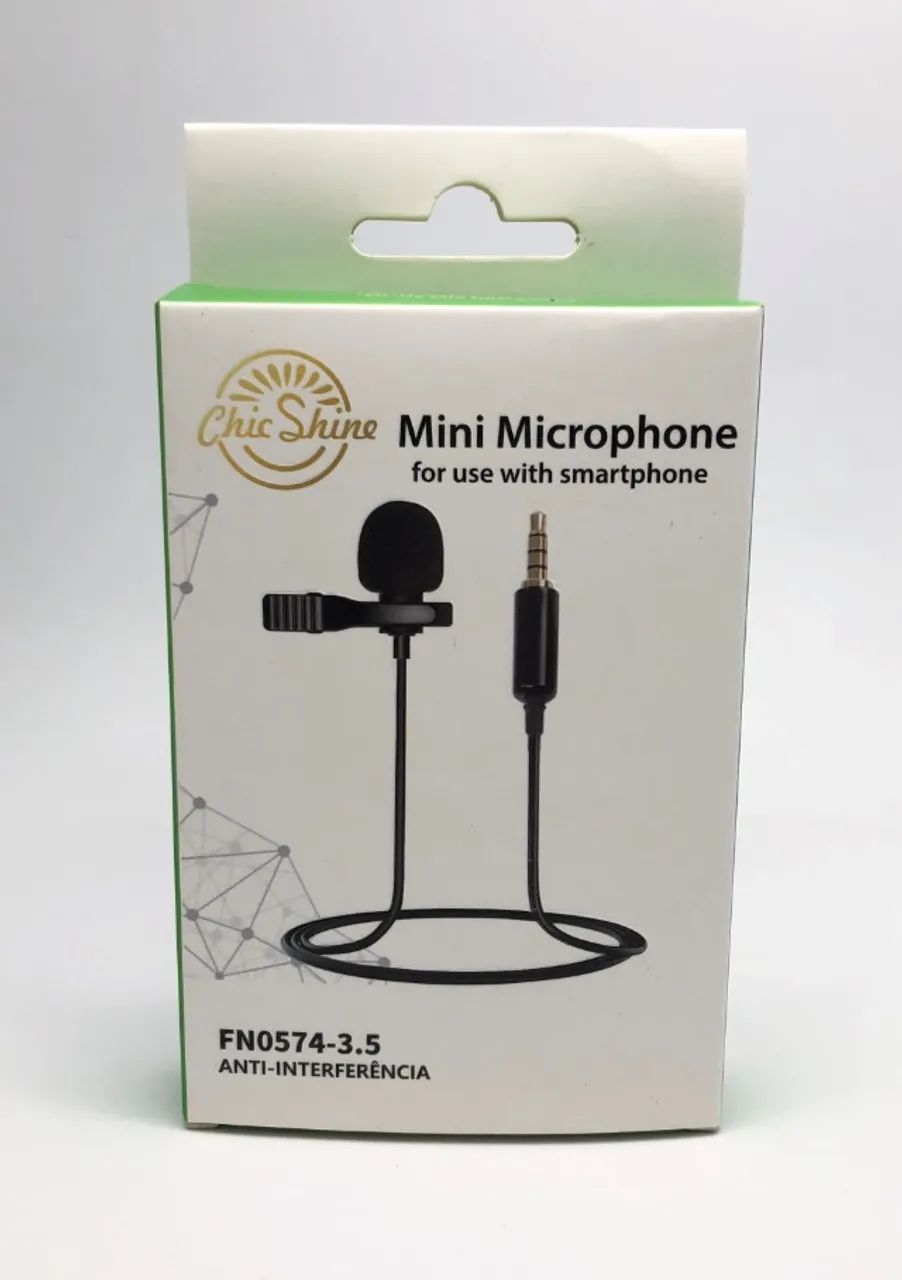 Microfone Lapela Mini P2 3.5mm Stereo Microfone Para Celular e Computador Novo na Caixa