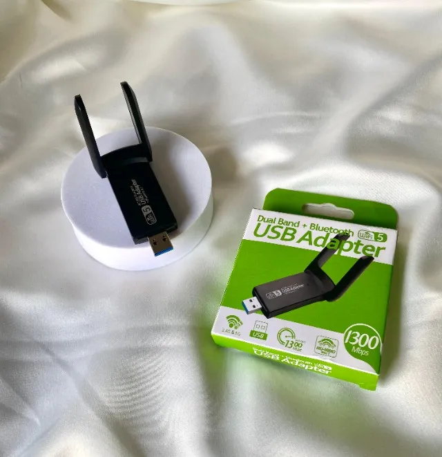 Adaptador Wi-fi Dual Band 2-4G e 5G USB 3.0 5Ghz 1300Mbps 2 Antenas