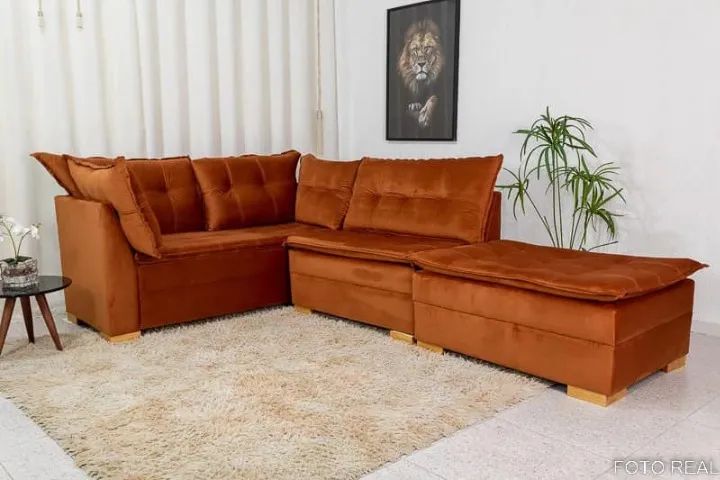 Sofá de Canto Vênus Veludo 3 em 1- Produto Novo Entrega Rápida - Foto 3