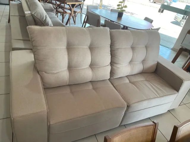 SOFÁ 2.50 MT RETRATIL E RECLINAVEL EM LINHO OFERTA ESPECIAL