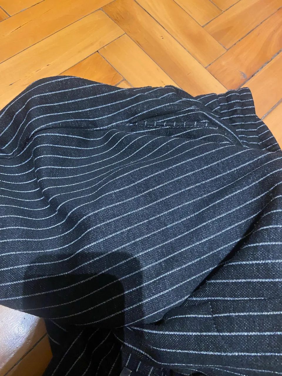 calça de tecido preta listrada65562811629569124