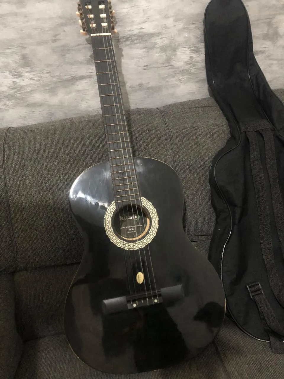 Violão Clássico Preto com Capa - Kuadu