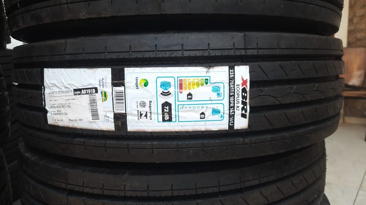 Pneu 235/75/17.5 XBRI Ecoplus A2 18 lonas Liso R$750,00 a Vista. - Foto 2