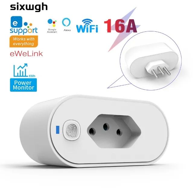 Tomada Inteligente Wi-Fi 16A com Monitor de Energia Compatível Alexa e Google
